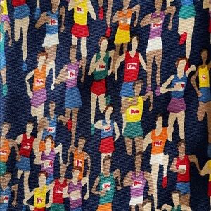 Colorful Patterned Men's Tie - Marathon Runners Motif, 100% Silk